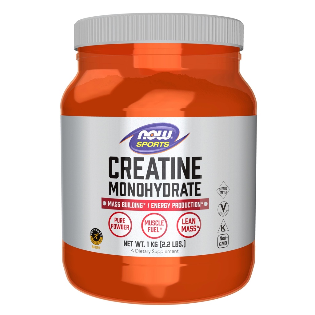 NOW Alimenti Nutrizione sportiva, Polvere di Monoidrato di Creatina, Produzione di massa*/Energia*, 2.2-Pound