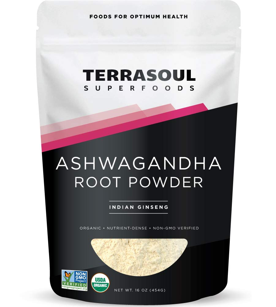 Terrasoul Superfoods Organic Ashwagandha Root Powder, 1 Lb - Stress Adaptogen | Maggio Migliora il sonno | Lab-Tested for Quality