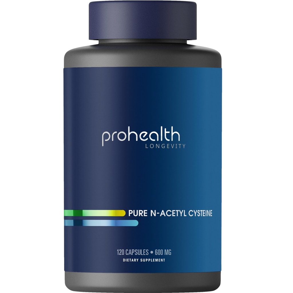 ProHealth Pure NAC – N-Acetyl Cysteine – Supporto Liver e Immune, Antiossidante e Glutathione Boost, Salute Cellulare | 600 mg per capsula | 120 Serve | Terze Parti Testate