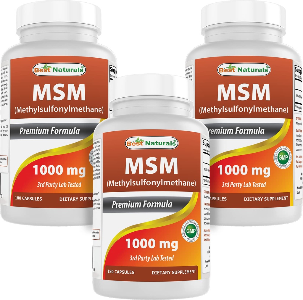 Migliori naturali MSM 1000 mg 180 capsule (180 conteggio (pacchetto di 3))
