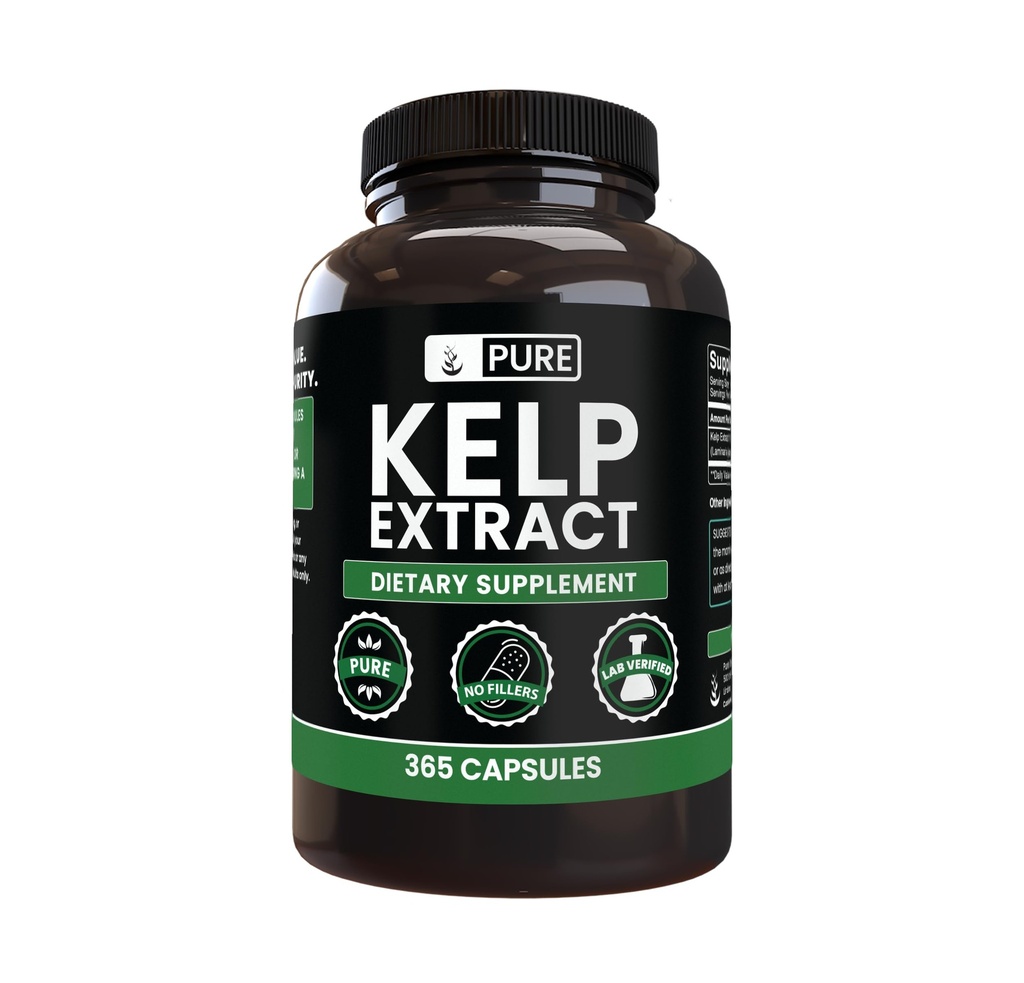 Ingredienti originali puri estratto di kelp (365 capsule) Nessun filler di magnesio o di riso, sempre puro, verificato di laboratorio