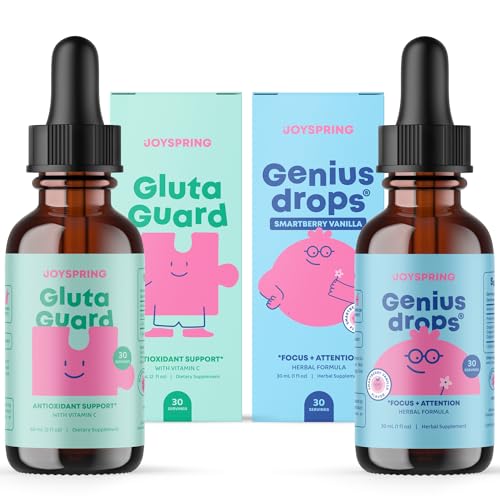 JoySpring Glutathione Liquido e Genius Drops Smartberry Vanilla per bambini