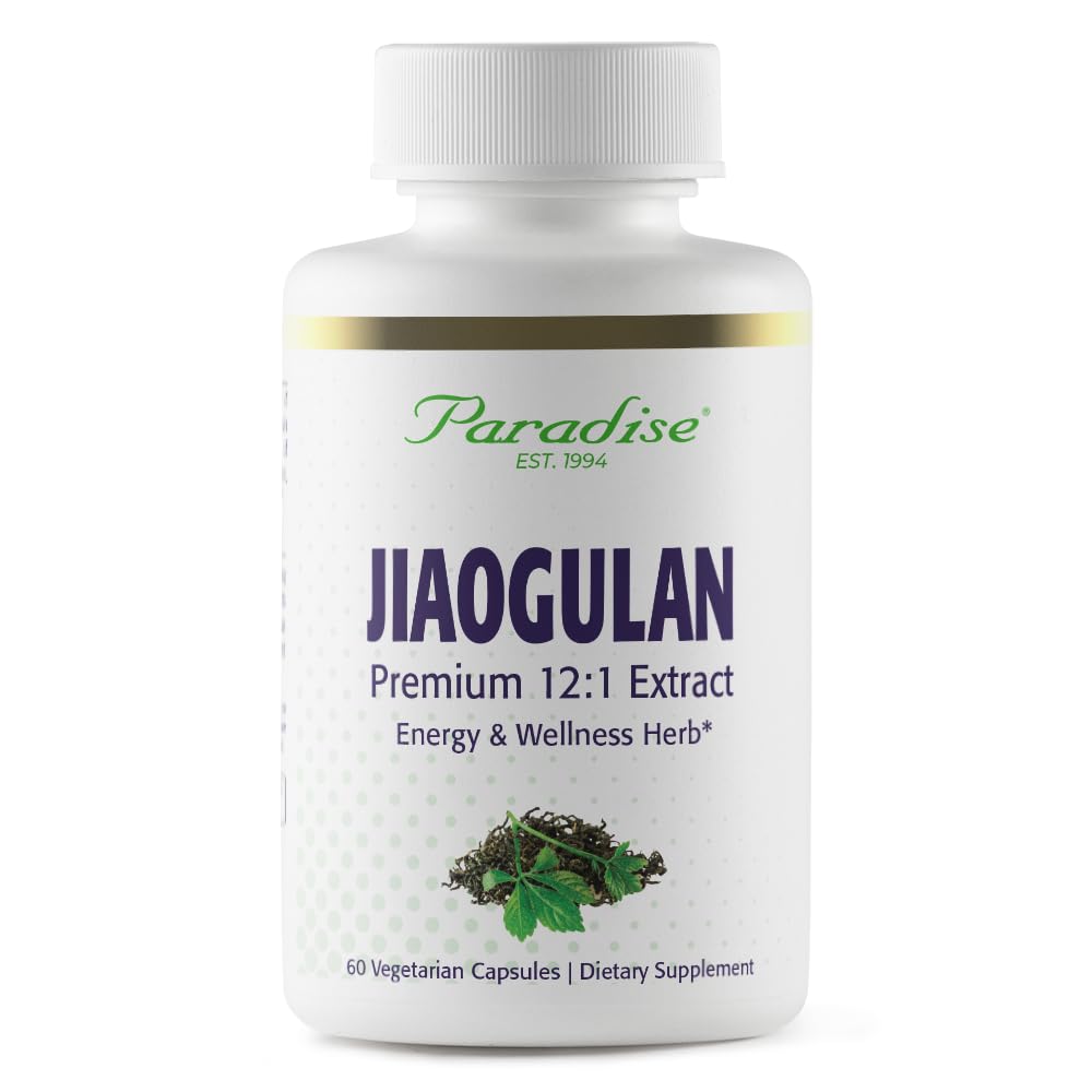 Paradise Herbs Jiaogulan, Vital Energy Adaptogen, Spettro intero attivo, Super Potente, Ultra Pure, Vegan, Non OGM, Gluten Free 60 capsule vegetariane