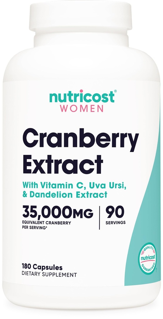 Estratto di mirtillo di Nutricost per le donne (35.000mg Equivalent),180 capsule - con vitamina C, Uva Ursi & Dandelion Root Extract - Non-OGM & Gluten Free Health Supplement