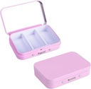 2Pack Pill Box 3 Compartment Pill Case,Portable Metal Travel Pill Box con Specchio per Medicina, Vitamine, Olio e Integratori,Portable Pill Box per Pocket o Purse(Pink)