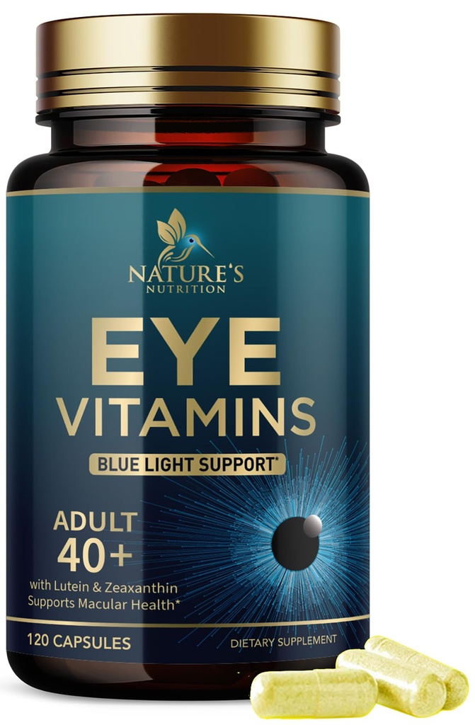 Integratore di vitamine degli occhi - Vitamina avanzata per la cura degli occhi con Luteina, Zinco, Vitamine C, E, Zeaxantina e minerali - Vision Multivitamina per la salute maculare e gli occhi secchi, Vegan, Bottigliato negli Stati Uniti - 120 capsule