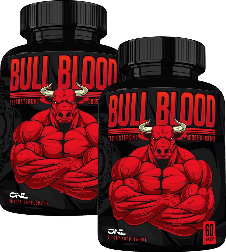 Booster di testosterone di ONL Bull - supplemento di testosterone di potenziamento maschile ad alta potenza per Stamina & Endurance - Booster di prova con radice di Maca, erba di capra cornea & Tongkat Ali - 120 capsule (2-Pack)