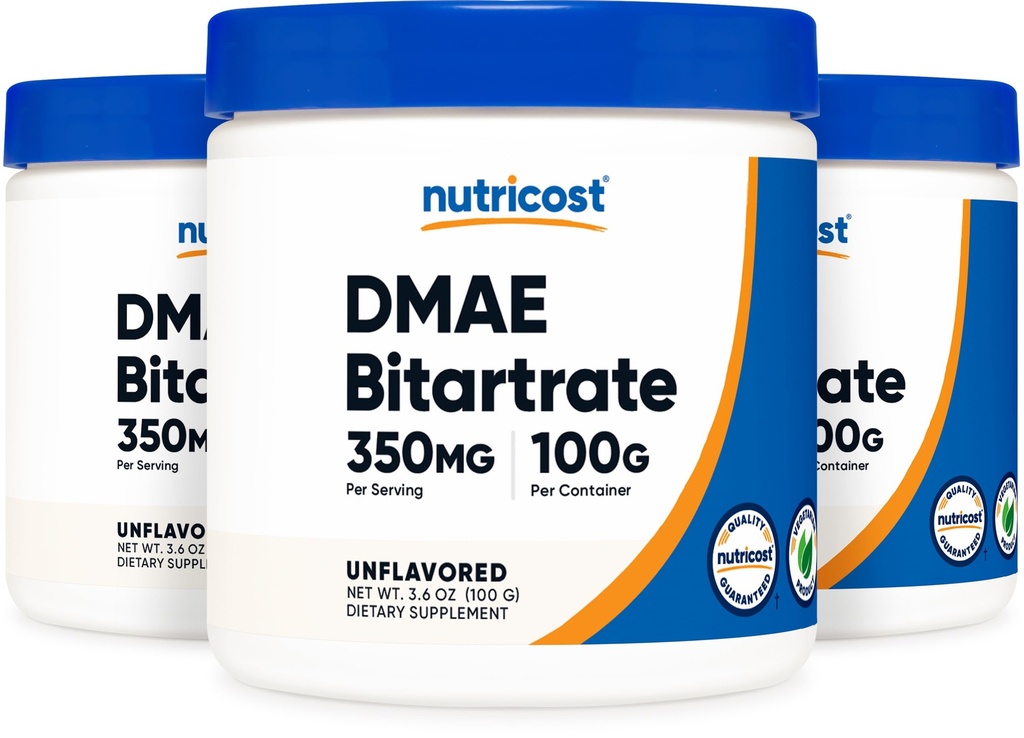 Polvere DMAE-Bitartrate Pure Nutricost 100G (3 bottiglie)