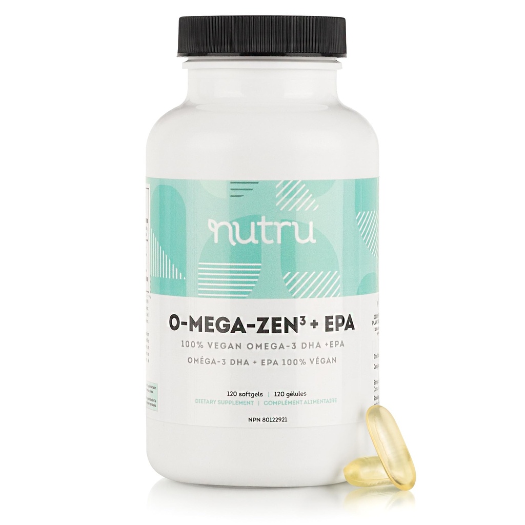 O-Mega-Zen3 +EPA Vegan Omega 3 Supplemento - Fish Oil Alternative - Premium Marine Algal Basato Omega-3 DHA e EPA Grassty Acids - Carrageenan Free - 120 Softgels