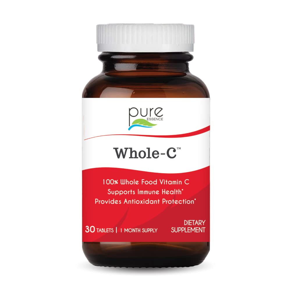 PURE ESSENCE LABS Whole-C Whole Food Vitamin C - Miglior Supporto Immune - Vitamine Biologiche e Naturali - Integratori Immmunitari Booster & Dietetici (30 compresse)