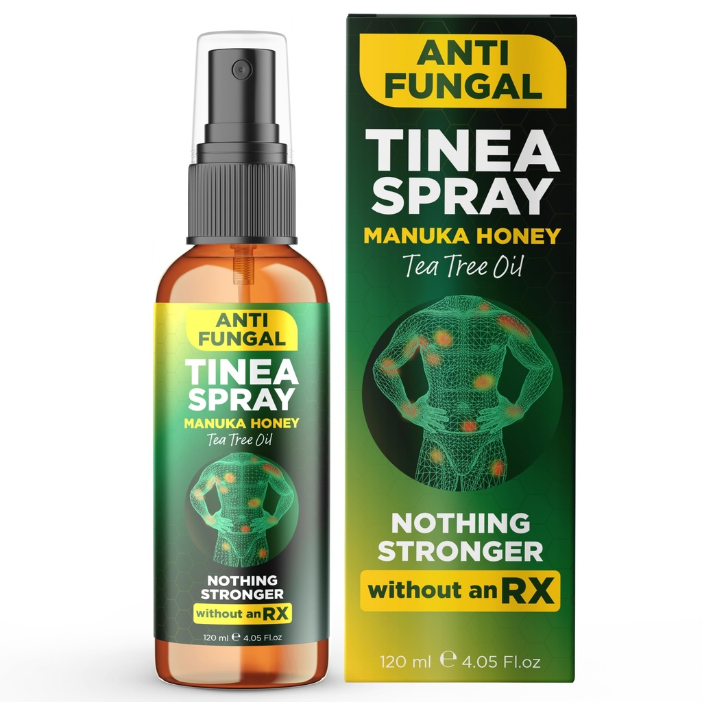 Tinea Versicolor Treatment Antifungal Spray | Soothes Itchy Skin, Relieves Body Odor, Fights Ringworm, Jock Itch & Athlete’s Foot, Enriched with Manuka Honey & Tea Tree Oil | 4.05 Fl Oz