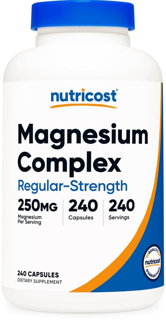 Nutricost Magnesio Complex 250mg, 240 Capsule - Magnesio Ossido, Citrato e Glycinate - Gluten Free e Non OGM