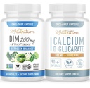 Calcium D-Glucarate con 200mg DIM Supplemento per l'equilibrio di estrogeno migliorato per le donne | Vegan Gluten Free CDG Supplemento per le donne (90 Serve) con capsule diindolylmethane (60 Serve)