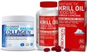 Bronson Marine Collagen Peptides Hydrolyzed Protein Powder + Antarctic Krill Oil 1000 mg con Omega-3s EPA DHA