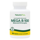 Natures Plus Mega B-100 Complex - 90 Compresse per vegetariani - Energy & Brain Booster - Gluten Free - 90 Serve