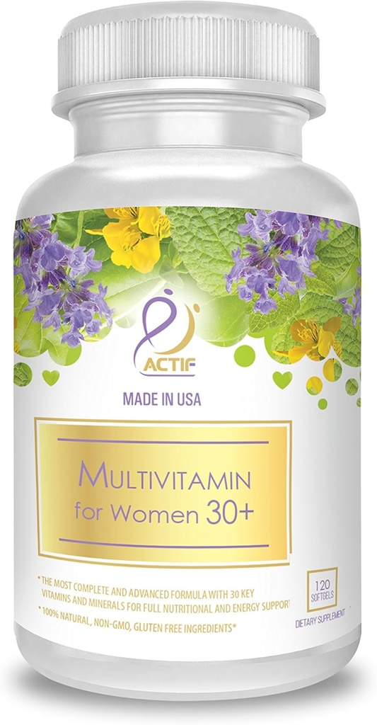 ACTIF Multivitamina per le donne Età 30+ con 30 Vitamine Organiche e Erbe Biologiche, Non OGM, Made in USA, Alimentazione 2 Mesi