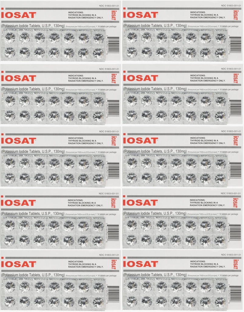 Tabelle di potassio Iodide, 130 mg (14 compresse ciascuna) - 10 confezioni