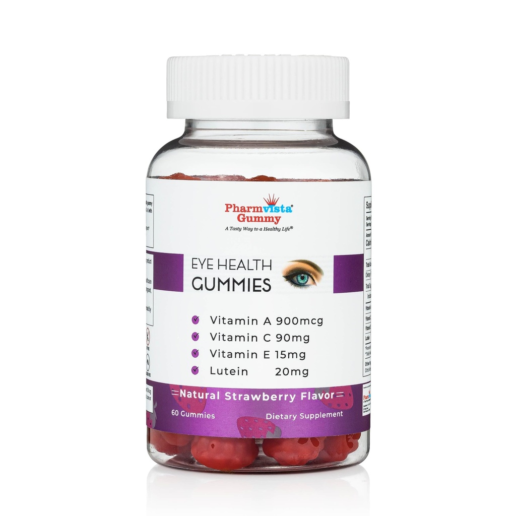 Gomma di sostegno della salute degli occhi - Vitamina A + C + E + Lutein - Gluten Free, Vegan Friendly Supplement - 60 Count