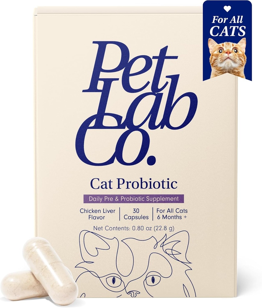 PetLab Co. Probiotici per gatti, Support Gut Health, Diarrea occasionale, Salute Digestiva & Supporto Immune - Facile da usare - 30 Conte