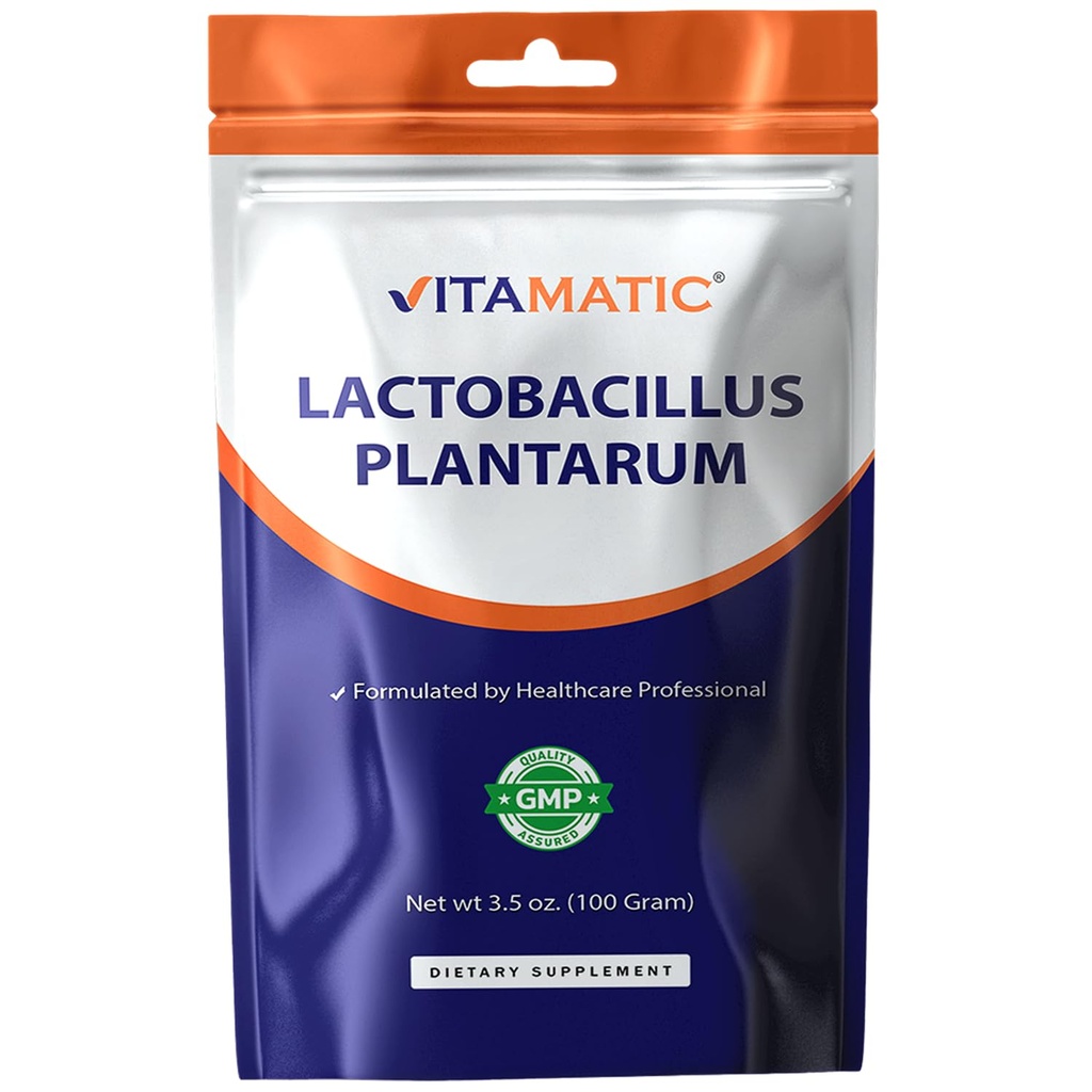 Vitamatic Lactobacillus Plantarum Probiotic Powder - Digestive Health Support - 100 Grammo (3.5 OZ) - 100 Serve