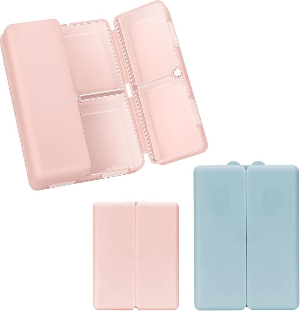 FYY 2 Pcs Daily Pill Organizer, 7 scomparti Portable Pill Case Travel Pill Pill Organizer,[Folding Design] Pill Box per Purse Pocket per tenere Vitamine,Cod Liver Oil,Supplements e Medication-Pink+ Marina Militare