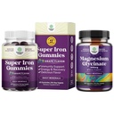 Bundle di Delicious Iron Gummies per le donne e gli uomini - Supplemento di ferro per le donne e gli uomini con vitamina C per l'assorbimento più alto e Magnesio puro Glycinate 400mg Per servire per il sonno del mood e relax