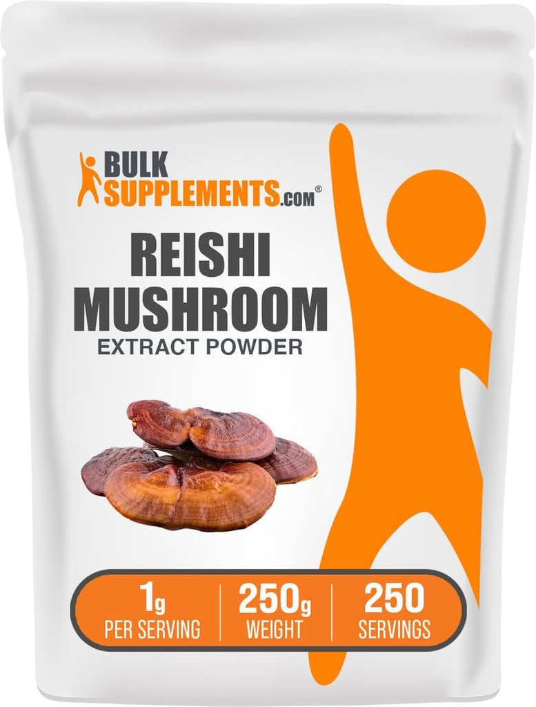 BulkSupplements.com Estratto di funghi Reishi polvere - polvere di funghi Reishi, supplemento per il benessere generale - senza glutine, 1g per porzione, 250g (8.8 oz) (pacchetto di 1)