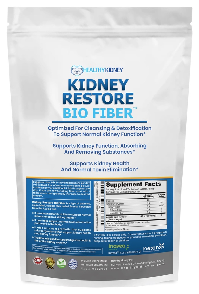 Bio Fiber, Detox e riparazione per la pulizia del rene - Restorative Kidney Support & Kidney Supplement to Remove Waste, Kidney Health Supplement - Add to Tea for Kidney Health - 2.5 LBS