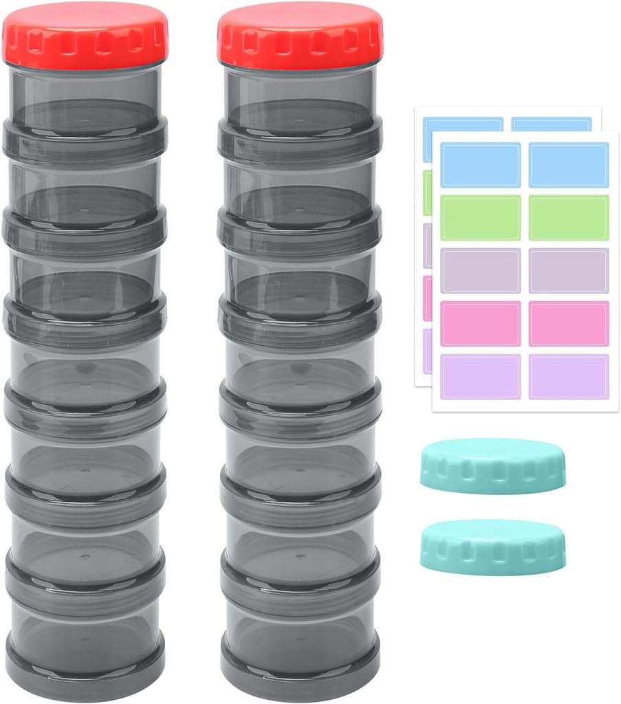 2 Pack 7 giorno dell'organizzatore della pillola caso accatastati settimanalmente supplementi Vitamine Pills Holder Dispenser Grande nero traslucido con coperchio supplementare