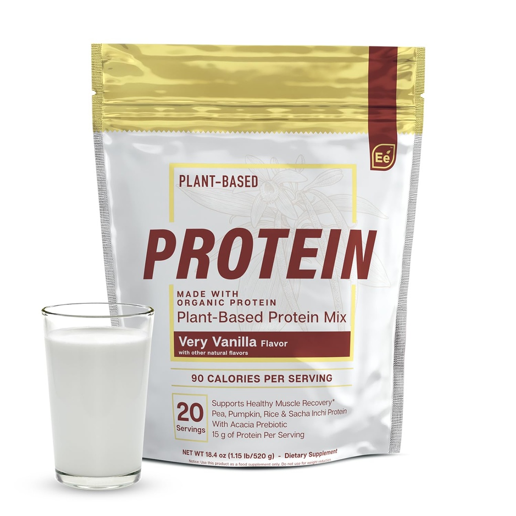 Elementi essenziali Pea Protein Powder - Molto Vanilla | Miscela vegana a basso contenuto di carboidrati - Keto-Friendly e senza glutine | 20 Serve, 18oz