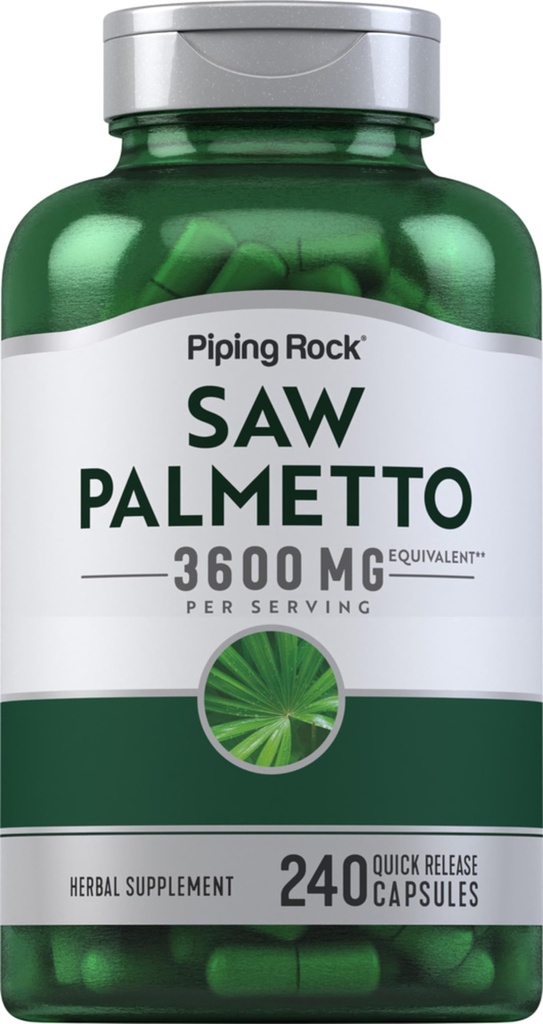 Piping Rock Saw Palmetto Extract 3600mg | 240 capsule | per uomini e donne | Non OGM, Gluten Free Supplement