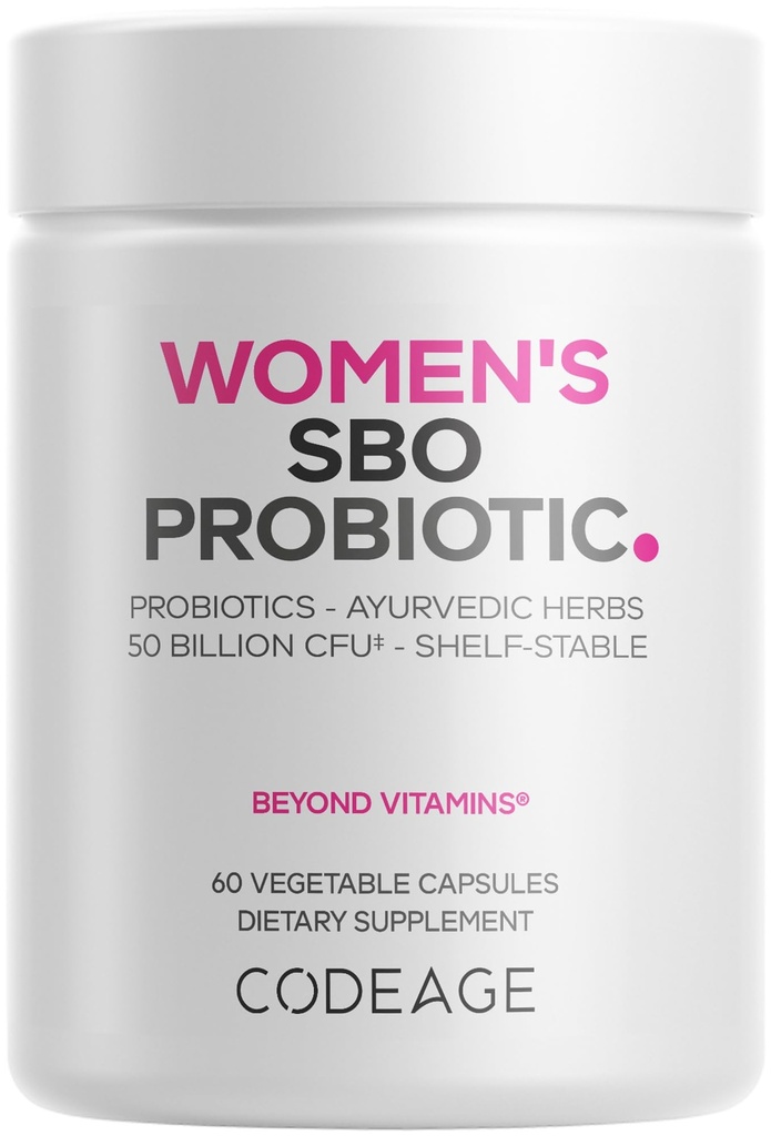 Codice Probiotici donna Supplemento - 50 miliardi di CFU - SBO Probiotics & Prebiotics - Cranberries - Salute femminile - Fermented Botanical Blend, Intero Food Supplement - Vegan, Non OGM - 60 capsule