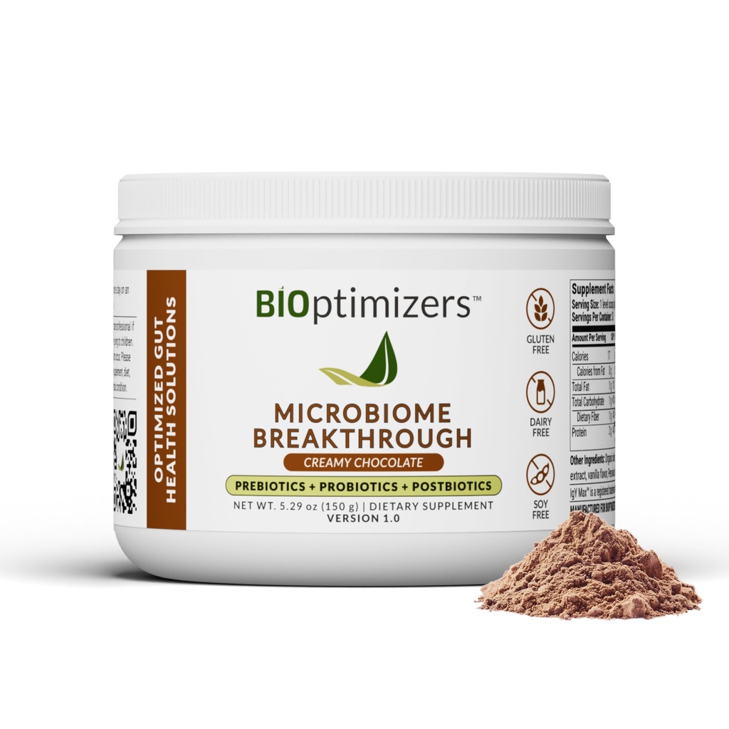 Microbiome Breakthrough Repair Powder - Chocolate Flavor - Ha Lactobacillus Strains, Bone Broth & Collagen - Fonte di L-Glutamina - Gas & Bloating Relief - Migliora la salute del fegato - 30 Serve - 150g