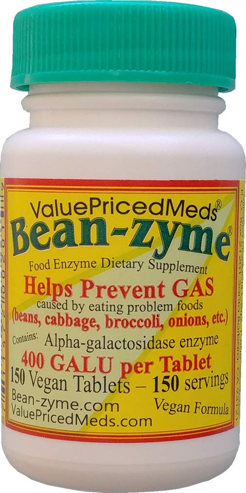 Fagiolo-Zyme Gas Rilievo per Adulti Extra Forza (150 ct) è 400 GAUL per Tablet Alpha Galactosidase, Vegan, Costo Meno, Integratore Digestivo Enzima Alimentare Naturale Enzime