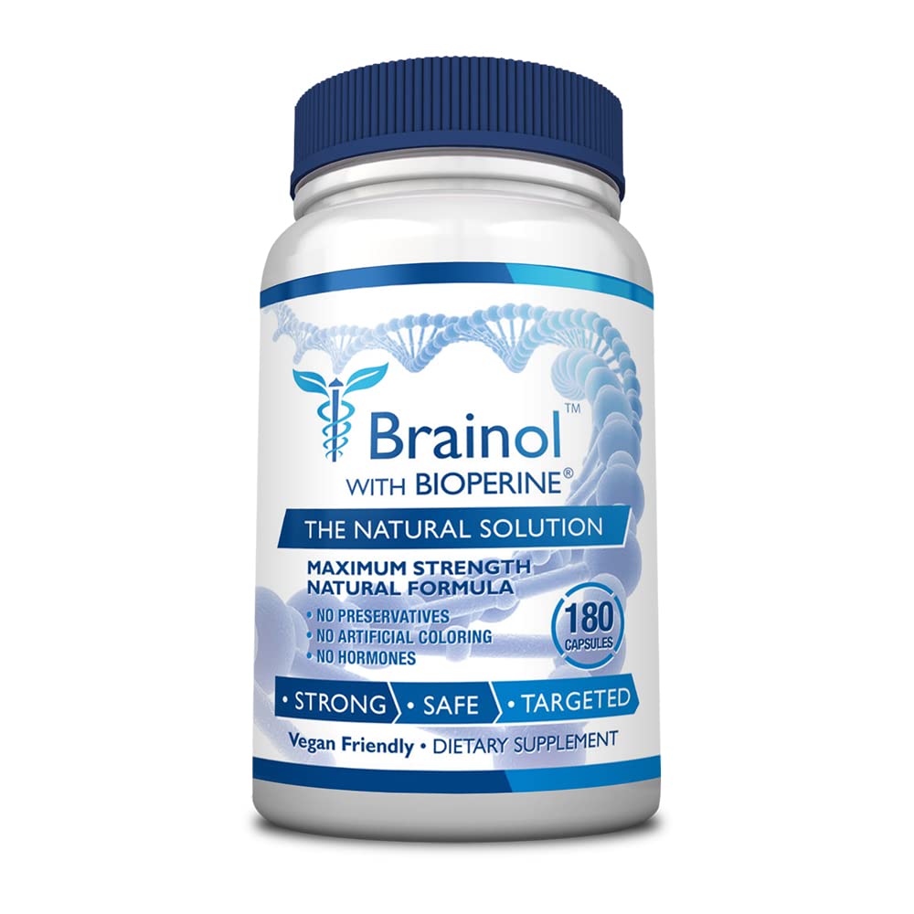 Brainol - La scelta più intelligente per un cervello Boosting Nootropic - Migliorare le prestazioni mentali, Focus e Clarity - Con DMAE, Huperzine A, BioPerine - Vegan-Friendly - 180 capsule - 3 mesi di fornitura