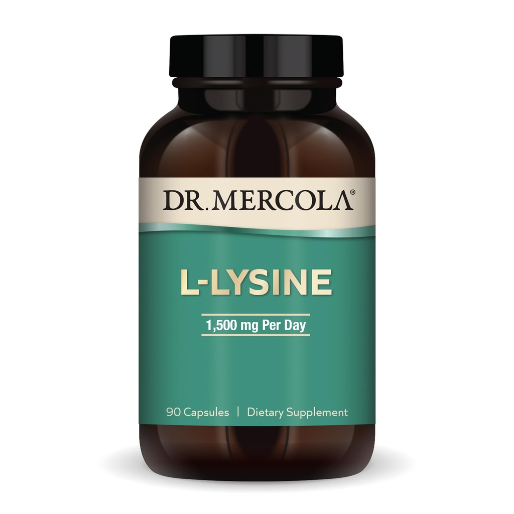 Dr. Mercola L-Lysine, 90 capsule 1500 mg L-Lysine, Non-GMO, Gluten Free, Soy Free
