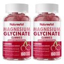 Magnesio Glycinate Gummies 1000mg - Zucchero Gratuito Magnesio Potassio Supplemento con Vitamina D, B6, CoQ10 per Calma Mood & Sleep Support - 120 Cherry Gummies -2 Pack.