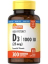 Sundance Vitamin D3 1000 IU | 300 Softgels | Alta potenza | Formula di vitamina essenziale | Non OGM e Gluten Supplemento gratuito