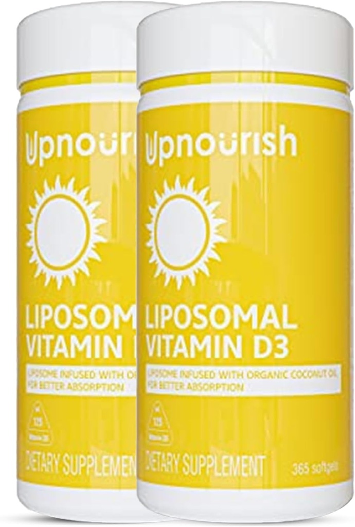 UpNourish 2 Pack - Vitamina Liposomal D 5000 IU 730 softgels, Vitamina Cholecalciferol D3 con olio di cocco naturale, VIT D3 Supplemento