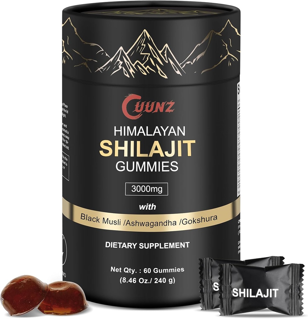Himalayan Nutritious Shilajit Gummies Oro - Ashwagandha, Gokshura - Acido Fulvico - 85+ Minerali Trace - per le donne degli uomini - Non Aggiunto Zucchero (Shilajit Gold Gummies)