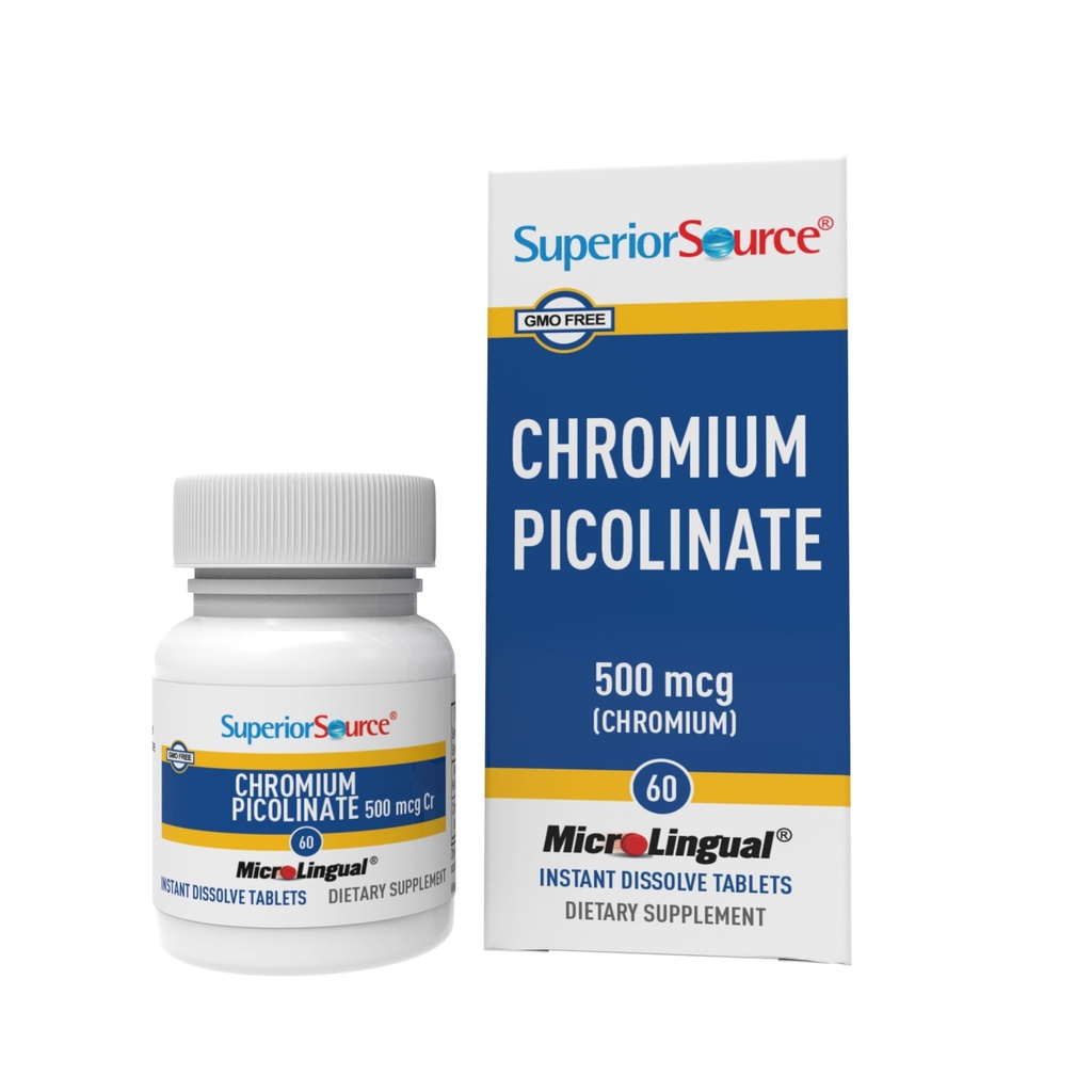 Picolinato Cromo Sorgente Superiore - Formula Supplemento Supporta Metabolismo Zucchero sano - 500 mcg, 50 compresse Dissolve istantaneo