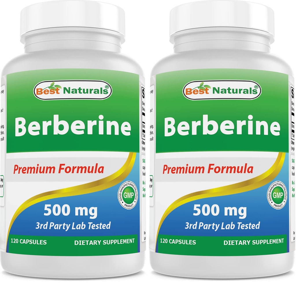 Best Naturals Berberine 500mg 120 Capsule - Supporta Funzione Immune, Cardiovascolare e Funzione Gastrointestinale (120 Conta (Pacchetto di 2))