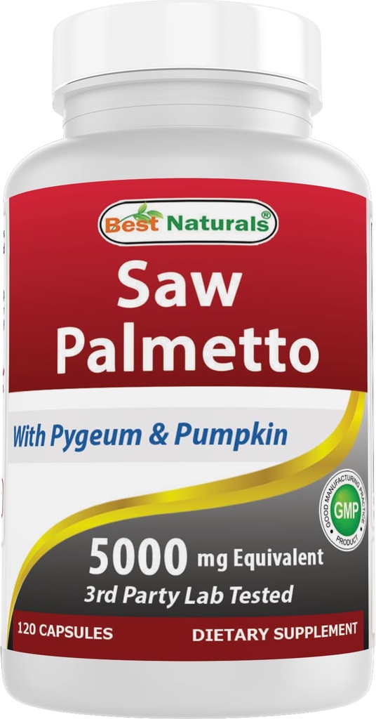 Best Naturals Saw Palmetto 10:1 Estrarre integratori di prostata per gli uomini - 120 capsule - fatto con Pygeum Bark 4:1 Estratto & Pumpkin Seed Powder