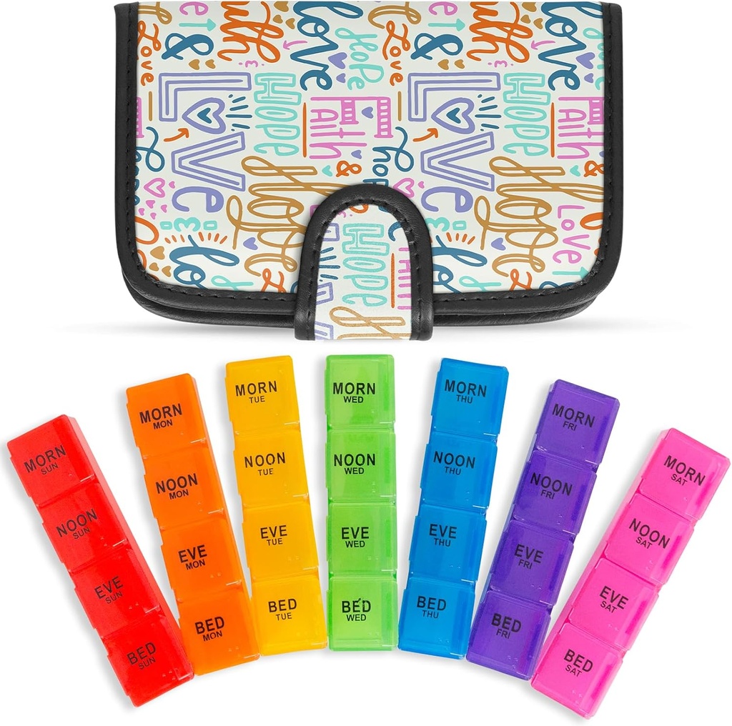 Vive Weekly Pill Organizer 4 volte al giorno - 7 giorni Pill Box per Mattina, Noon, Sera, Notte - Medicina Extra Grande, Vitamina & Supplemento Dispenser con Premium Leather Case