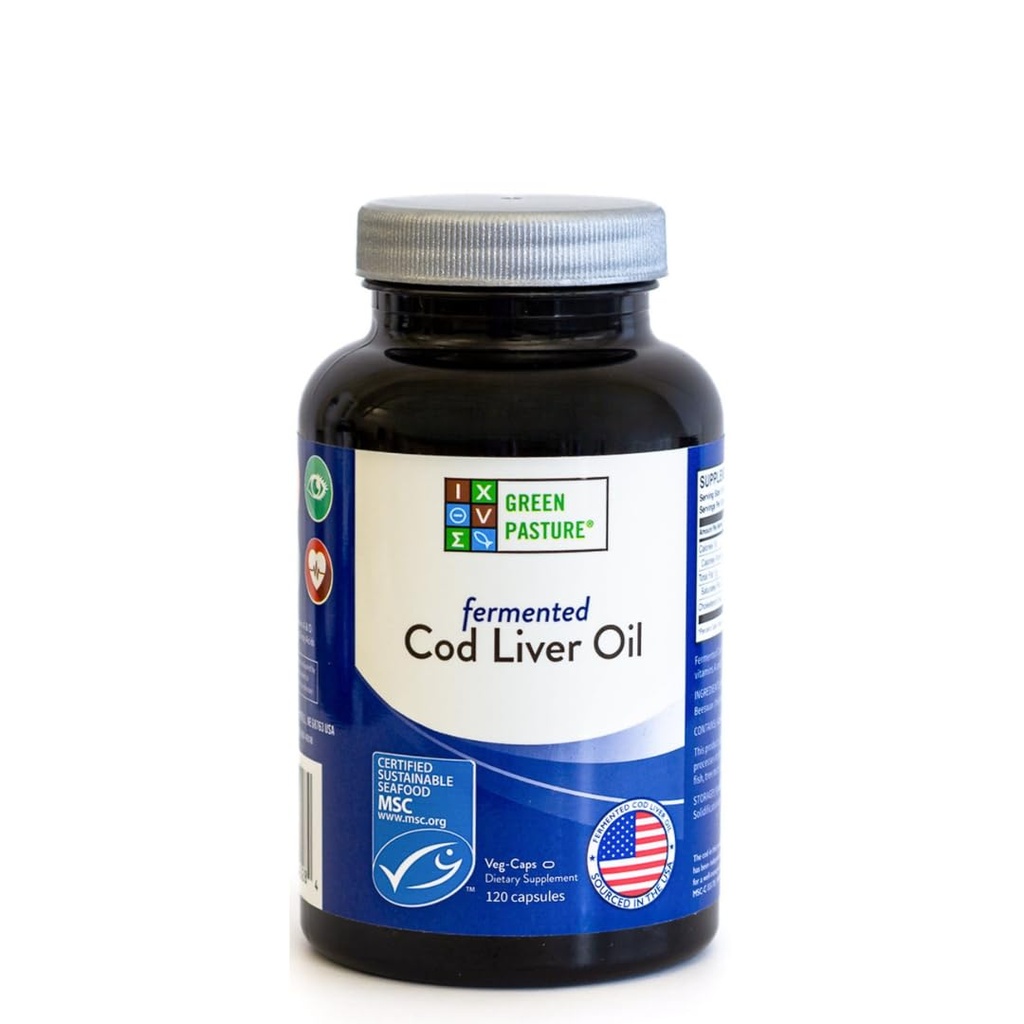 Green Pasture Fermented Cod Liver Oil -Non-Gelatin 120 capsule