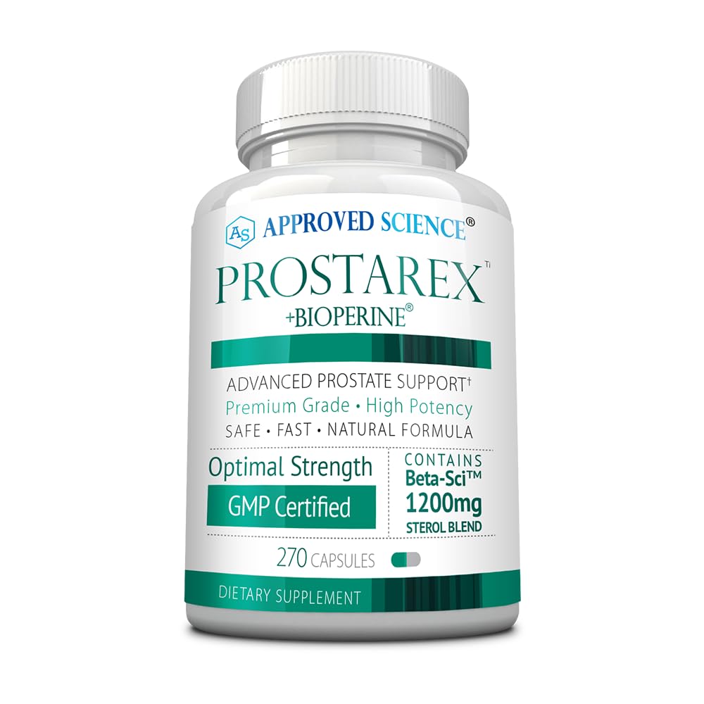 Approved Science Prostarex - Supplemento alla prostata - Saw Palmetto, 1200mg Beta-Sitosterol, Bioperine - 270 capsule - 3 mesi di fornitura