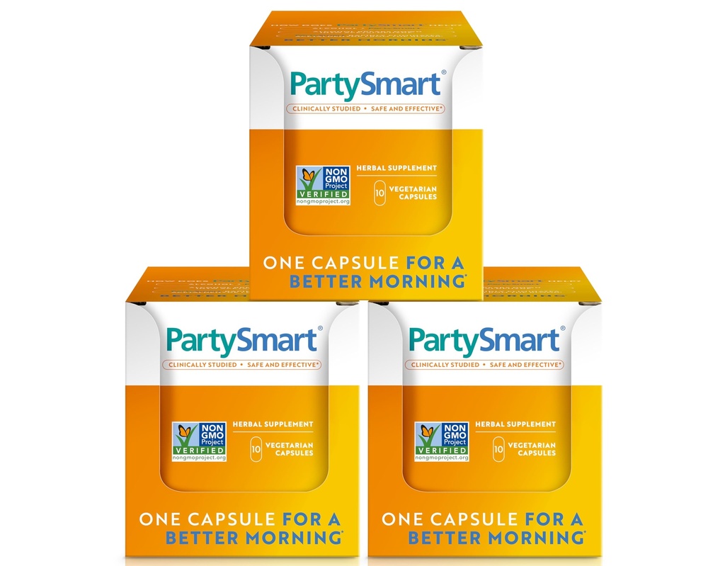 Himalaya PartySmart, 10 capsule individuali - Alcohol Breakdown Liver Support for a Better Morning After Drinking - Plant Based, Vegan, Non OGM, Gluten Free, Clinically Studied (Pack of 3)