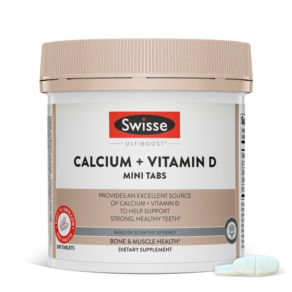 Swisse Calcium con vitamina D3 e Citrato 830mg | Supplemento per le donne e gli uomini | Bone Strength Support | Calcio | 300 Compresse | 2 mesi di alimentazione