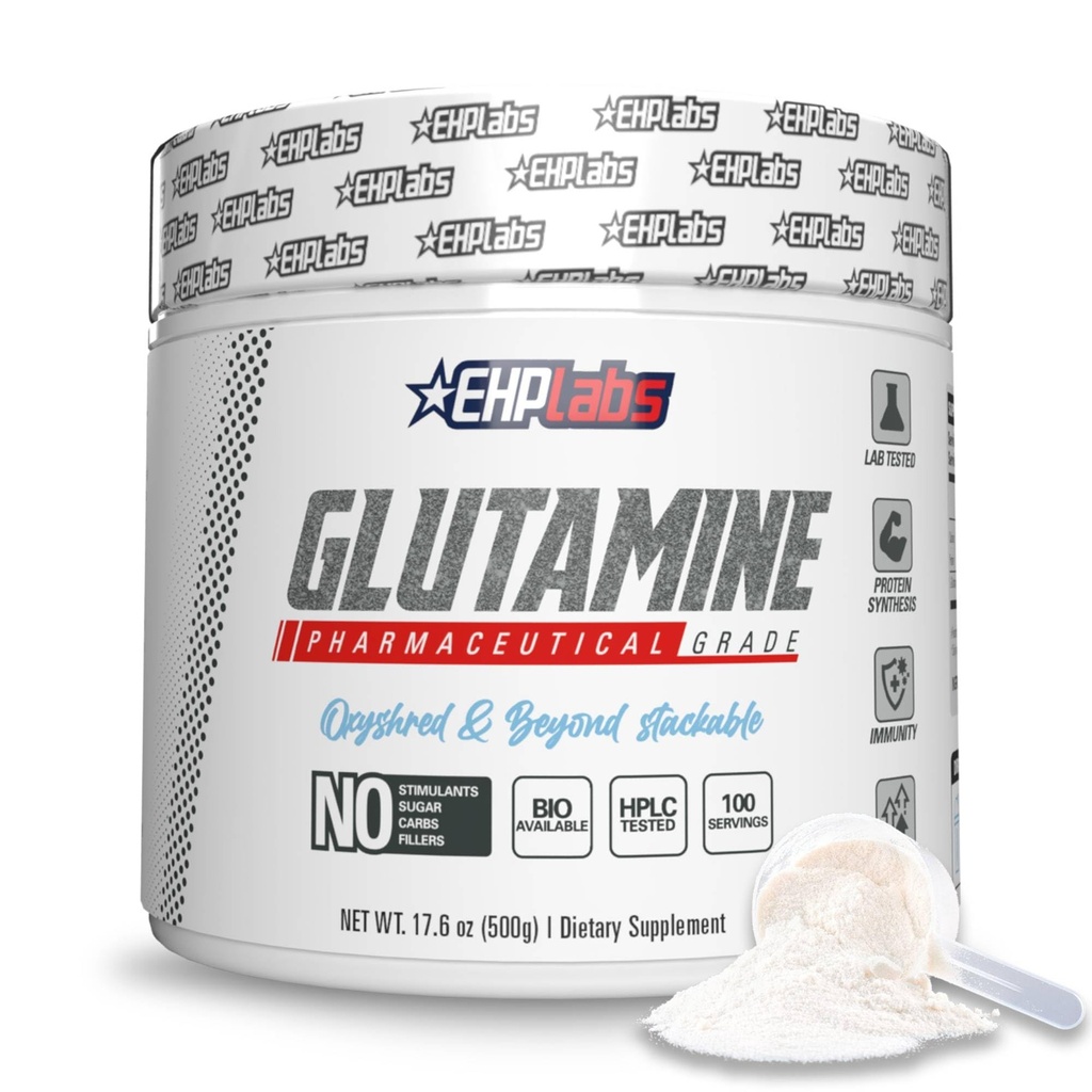EHP Labs L Glutamine Polvere Aminoacidi - L-Glutamina, Workout Recovery, Immune Health & Gut Health Support (500g) - 100 Serve