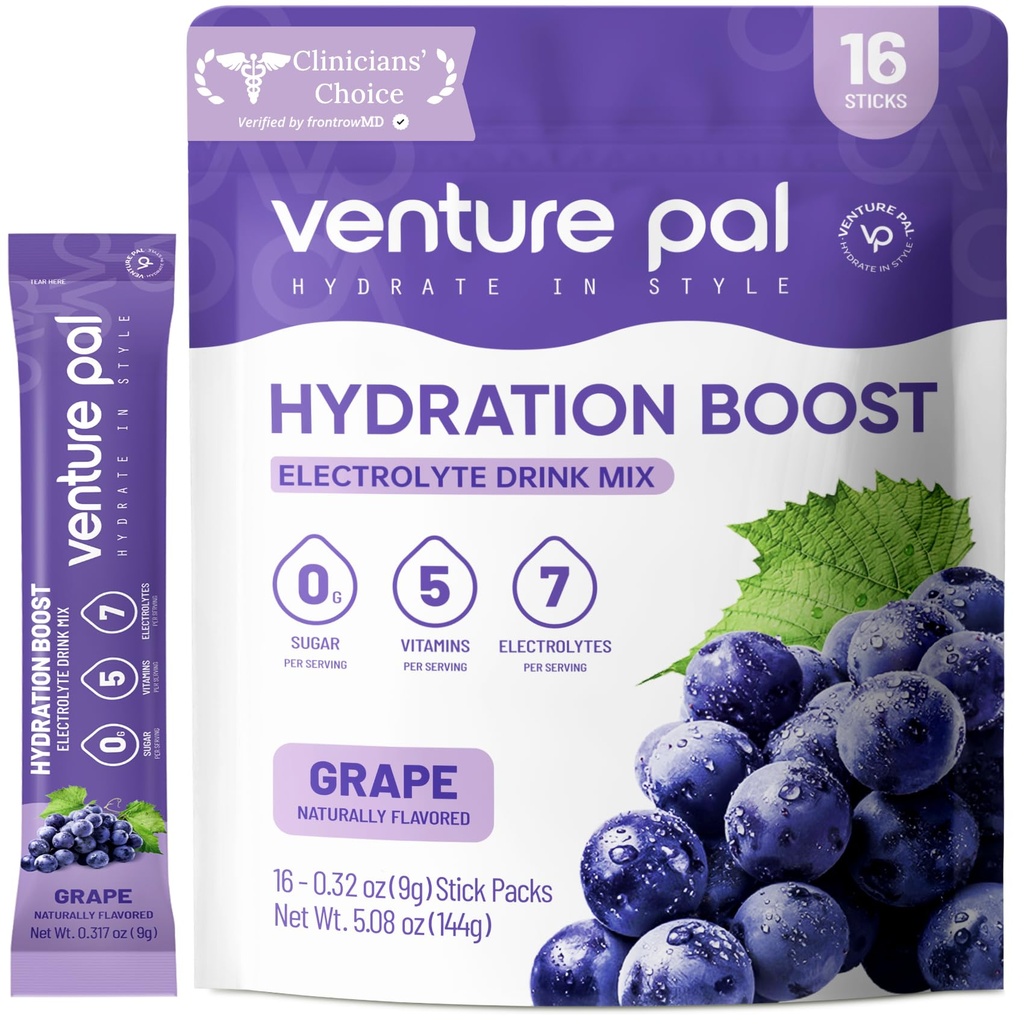 Imballaggio della polvere dell'elettrolita senza zucchero di Venture Pal - Liquid Daily IV miscela di bevanda per l'idratazione rapida e il recupero del partito | 5 vitamine & 7 elettroliti| Keto Friendly | Non OGM | Vegan certificato | 16 Sticks